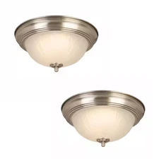 11 in. LED Flush Mount Brushed Nickel Light Fixture - 2 Pack  - Free Shipping