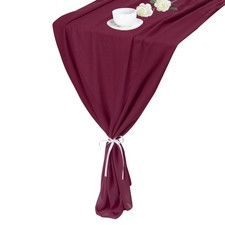 2 Pcs Dark Red Chiffon Table Runner 27.5" x 118" Romantic Table Runner