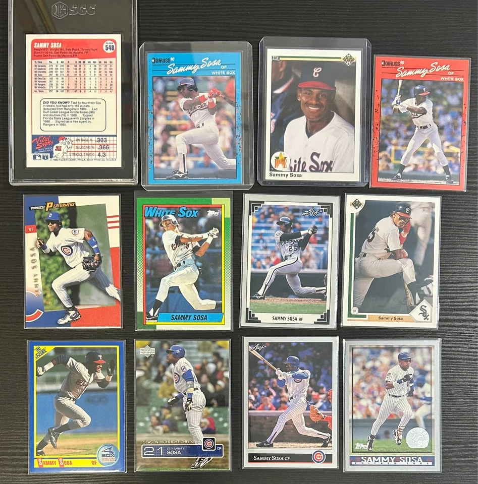 Sammy Sosa 12 张卡 批量 – RC、复古、插入、Pinnacle、Upper Deck、Topps — 第 4/4 张图片