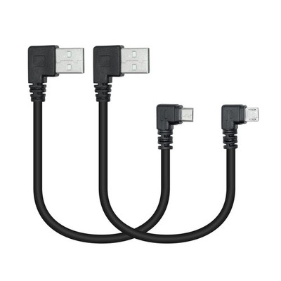 2 PCS 90 Degree Micro USB Power Cable 25cm Left  Right Angle Charging Data