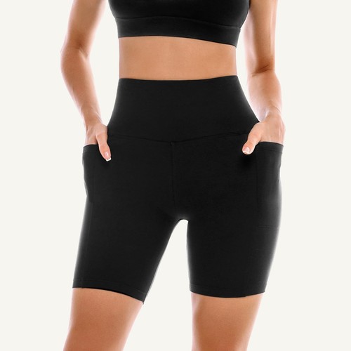 2 Pack Womens Biker Shorts with Pockets, High Waisted Tummy Control Yoga Shor... - Picture 2 of 5
