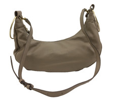 M&S Women's Grab Bag Medium Taupe Leather Ring Handles Pocket Lined Zip New F1