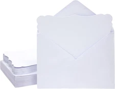 Blank Scalloped Cards & Envelopes - 5 X 7 In, White, Pack of 50 - Inkjet Printab