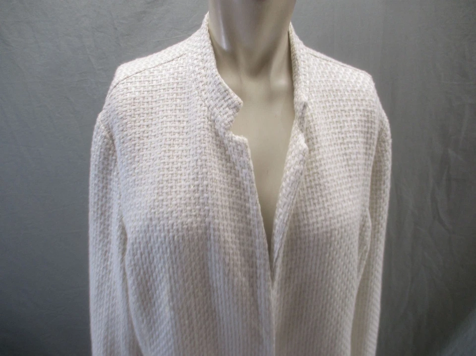 Blazer largo Chicos talla 2 para mujer mezcla de algodón marfil frente abierto tweed pesado 045 Foto 2 de 4