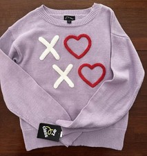 Art Class Girls Purple XOXO Heart Sweater Crewneck Pullover XL 14/16