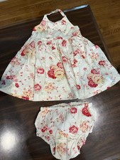 Vtg 1990 s Baby Gap Cotton Floral Halter Sun Dress And Bloomers 18-24 Mos