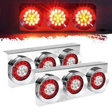 2Pcs 54 LED Truck Trailer Tail Lights Bar with Chrome Iron Bracket Base