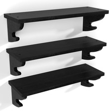 Black Floating Shelves for Wall 3 Pack, 17 Inch Solid Wood Shelves