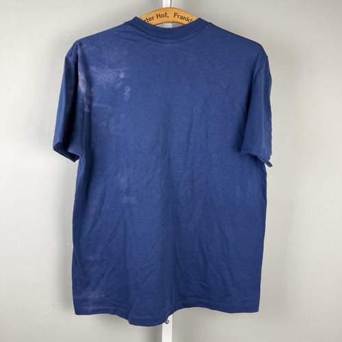 Vintage 80s Cape Cod Graphic T-Shirt Hanes Fifty Fifty Combed XL Navy Blue FLAW - Picture 4 of 6