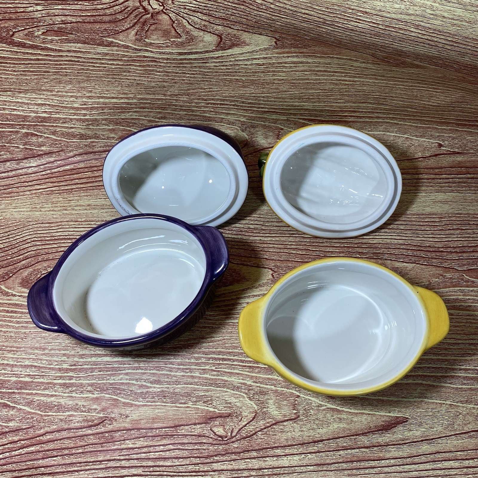 Philippe Richard Vintage Single Serve Ceramic Casserole Dish Eggplant Corn Set