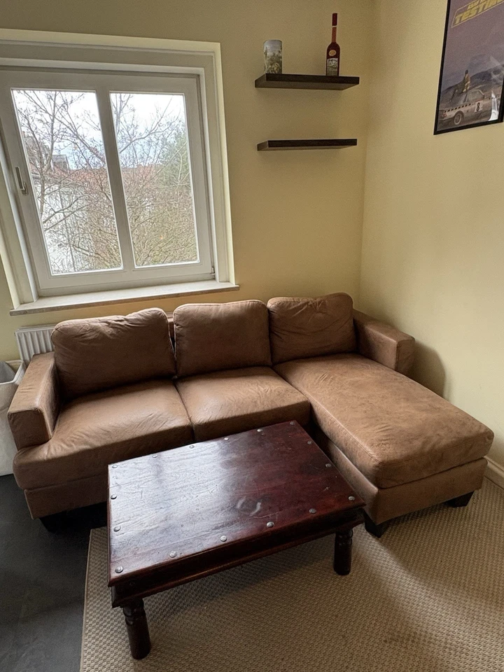 Ecksofa - Ecke wechselbar - Microfaser - Vintage-Leder-Look - Bild 2 von 4