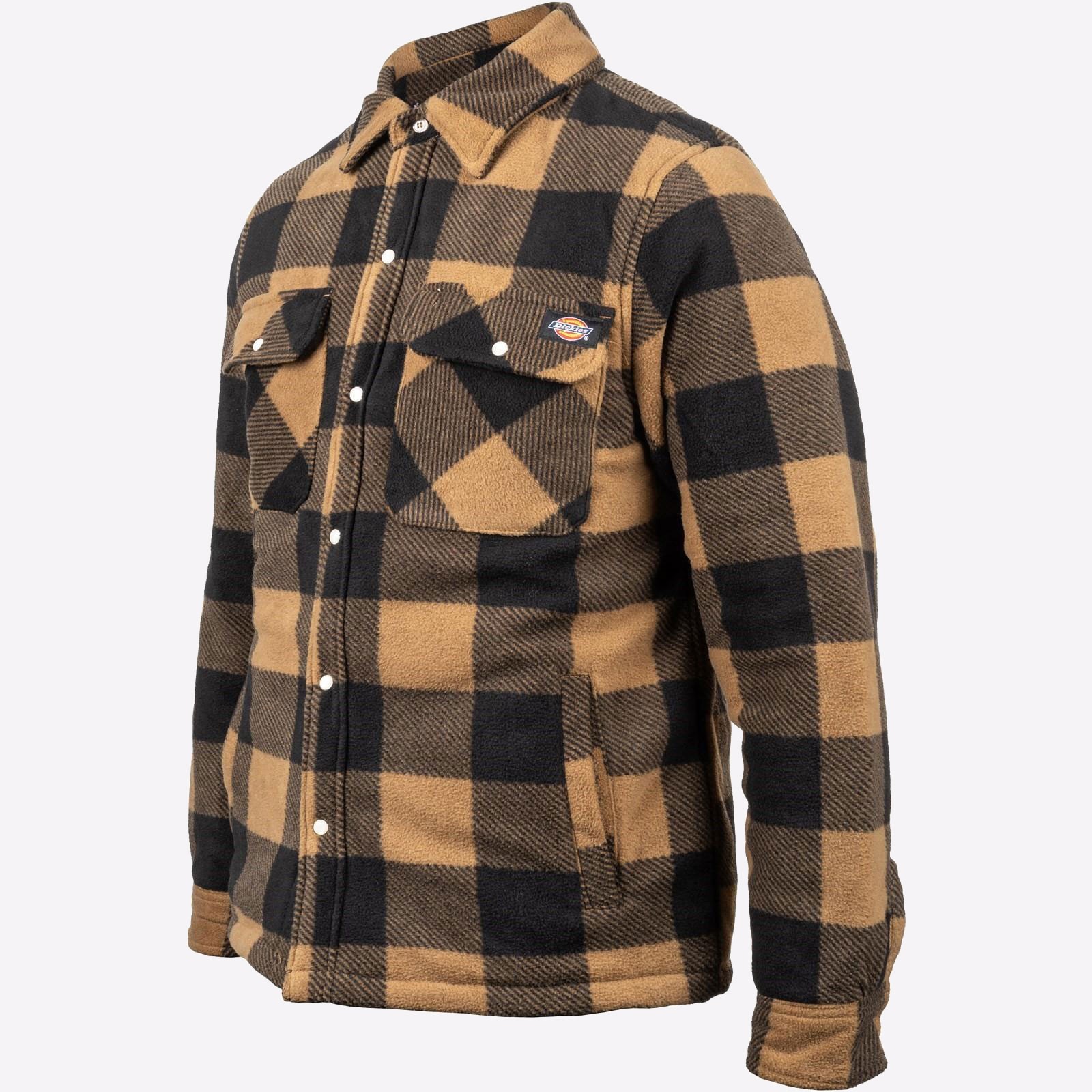 Dickies Portland Mens Lumberjack Padded Fleece Shirt Khaki image 4