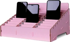 OFCAD 30-Grid Cell Phone Holder with Number Stickers Desktop Organizer Storage B