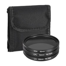 52mm UV/CPL/ND4 Digital Essentials Filter Kit Circular Camera Filters, Black