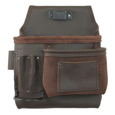 5-Pocket Right Handed Top Grain Oil Tanned Leather Nail and Tool Pouch