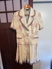 Vintage Kalinna Dresses Skirt Suit Ivory Embroidered Floral Mother of the bride