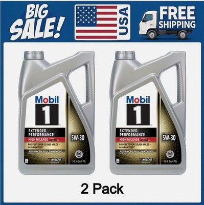 2 Pack Mobil 1 Extended Performance High Mileage Full Synthetic Motor Oil 5W-30