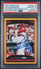 Julio Rodriguez 2023 Topps World Baseball Classic Gold Foil /50 Autograph PSA 10