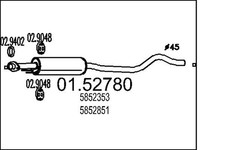 Mittelschalldämpfer MTS 01.52780 für OPEL T92 ASTRA CC CLASSIC F08 M08 F68 M68