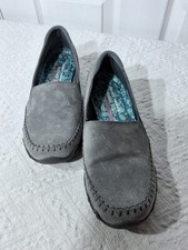 Skechers Relaxed Fit Cooled Memory Foam Leather Flats Gray Womens size 6.5