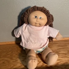 1985 Cabbage Patch Kid ~ Mold #1 And Signature Brown Hair Brown Eye Shirt Diaper