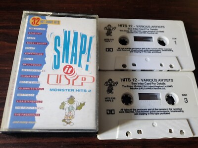 VARIOUS SNAP IT UP MONSTER HITS 2- DOUBLE CASSETTE TAPE ALBUM 1990