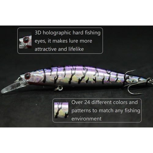 Jerkbait Fishing Lures Hard Bait Tackle Minnow wLure Tight Wobble Floating M673 - Picture 2 of 77