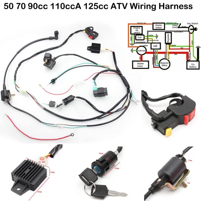 CDI Wire Harness Stator Assembly Wiring Kit For Chinese ATV Quad 50cc