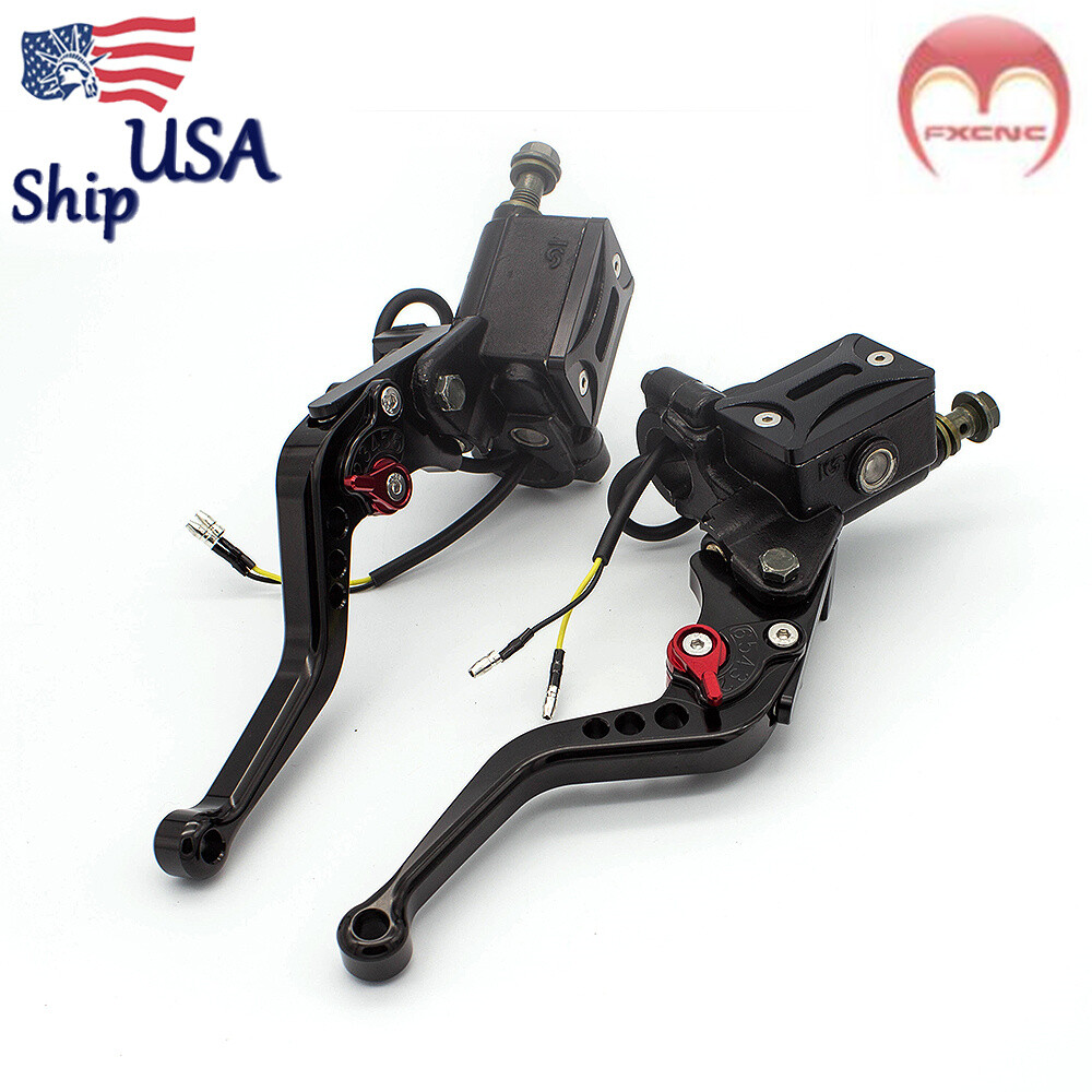 Black CNC Brake Clutch Master Cylinder Hydraulic Levers Reservoir 7/8" 22mm Set