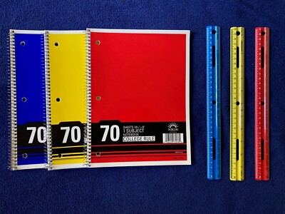 Latest Rulers For Ruling Notes 3 College Rule notebooks, 10.5 x 8 , 70 Sheets & 3 Westcott 12