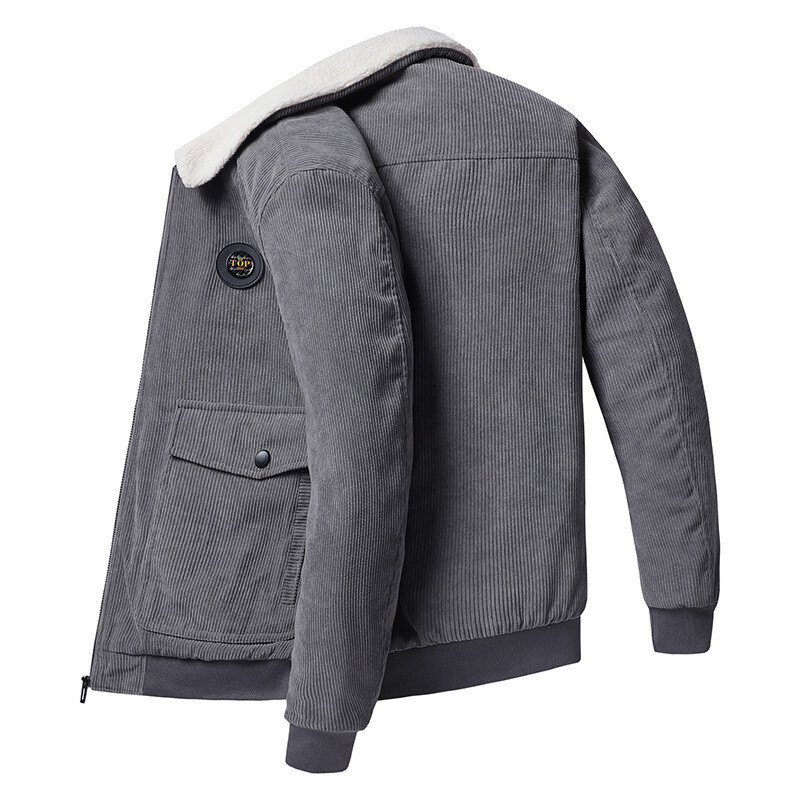 Felpa Con Cappuccio E Cerniera In Velluto A Coste Per Uomo – Peso Pesante – Cotone E Poliestere – Colore Parka