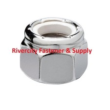 5 10-24 Hex Nylon Insert Lock Nuts 10 x 24 Coarse Thread Nylock Chrome 10x24
