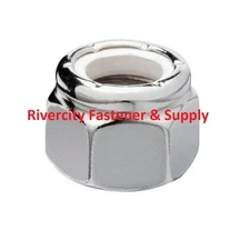 (4) 3/8-16 Hex Nylon Insert Lock Nuts 3/8 x 16 Coarse Thread Nylock Chrome