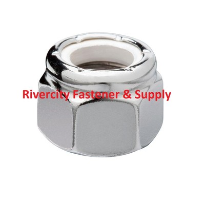 (4) 3/8-16 Hex Nylon Insert Lock Nuts 3/8 x 16 Coarse Thread Nylock Chrome