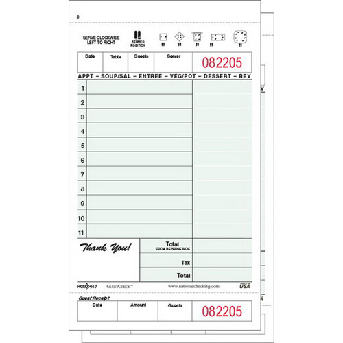 National Check Carbonless Two-Part Check, 4 1/5"x7 1/4", Green/White, 11 Lines - Picture 1 of 1