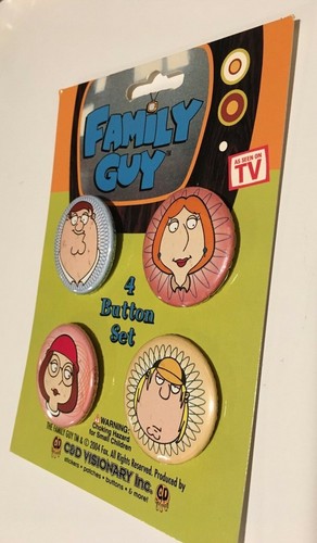 Vtg Family Guy 4 Pinback Button Set 1st ISSUE 2004 Peter Lois Griffin NOS RARE - Picture 3 of 3