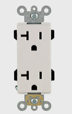 LEVITON White Nylon 5-20R Grounded DECORA PLUS OUTLET 20 Amp 125V 1pk 16352-0WS