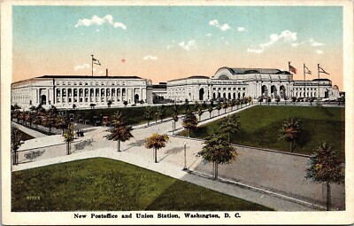 New Post Office Union Station Washington DC WB Postcard UNP VTG Reynolds Unused