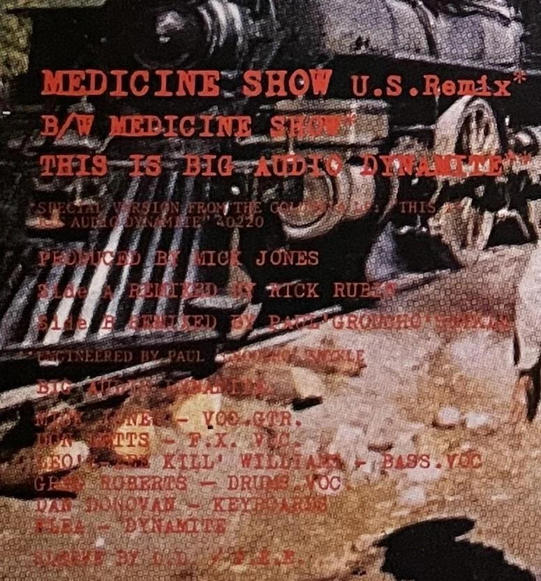 Big Audio Dynamite Medicine Show 12" Single EX Columbia (1985) Clash - Image 3 of 3