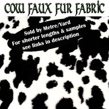 Noir Frisonnes Vache Imprimé Moelleux Faux Fourrure Tissu 150cm Large par Mètre