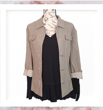 Vintage Olsen Europe 100% Linen Tan Lightweight Jacket Size 12