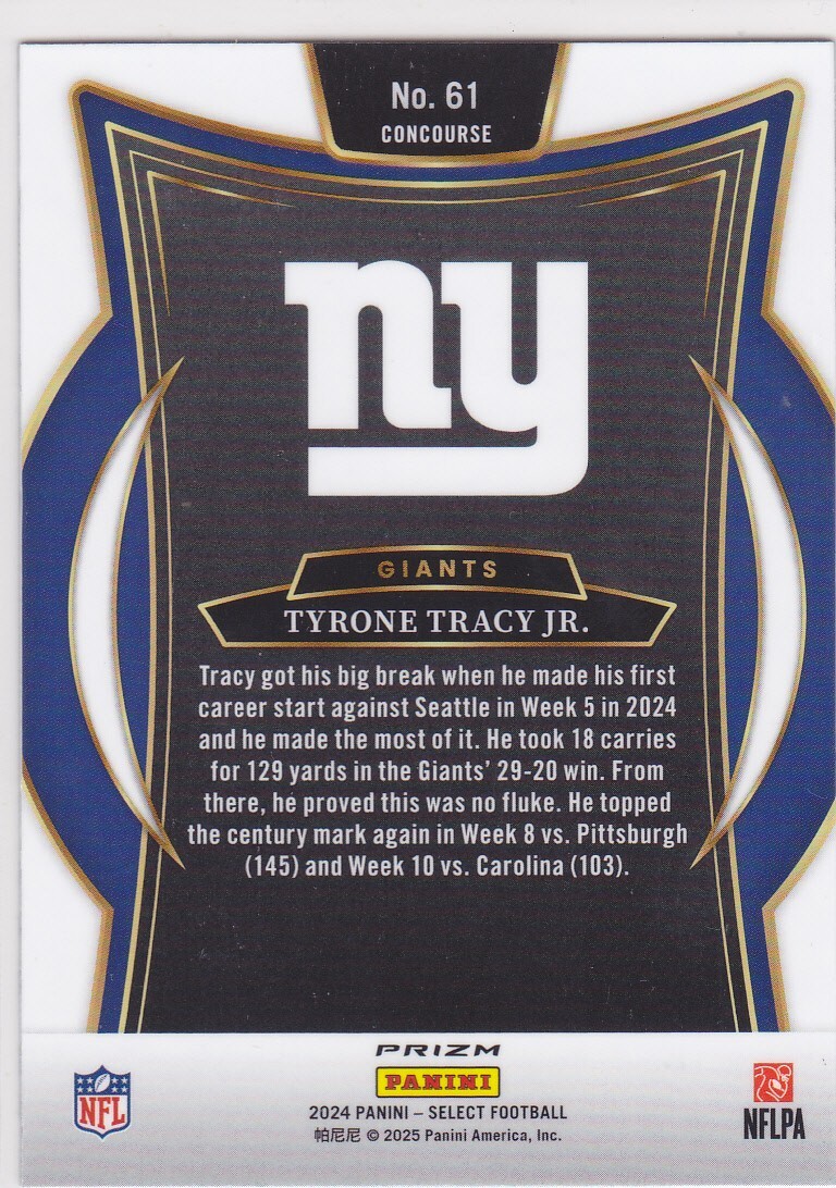 2024 PANINI SELECT TYRONE TRACY JR CONCOURSE LEVEL SP ROOKIE ZEBRA