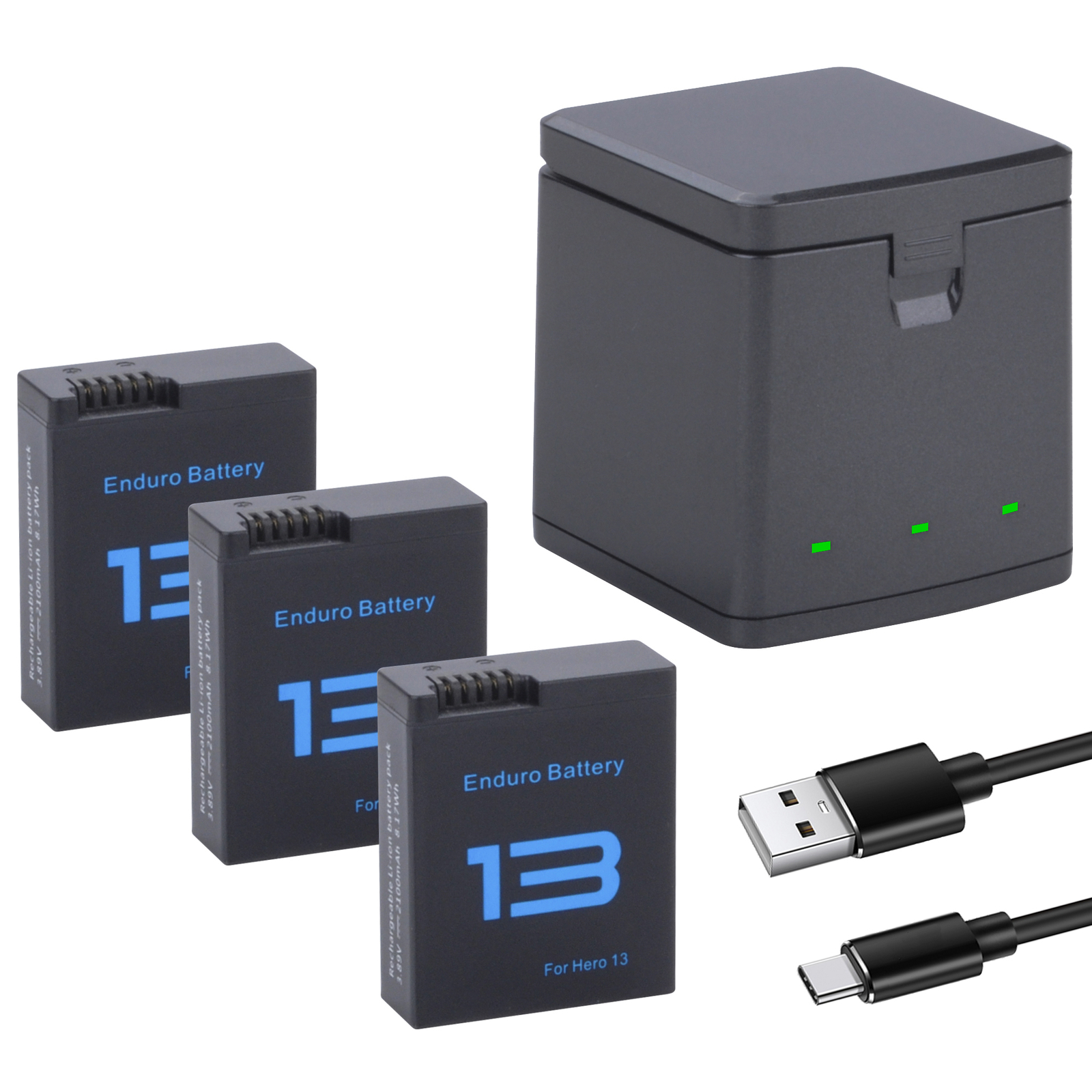 3-Pack Batteries with 3-Channel Battery Charger Station for GoPro Hero 13 Black-image