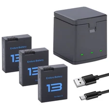 3-Pack Batteries with 3-Channel Battery Charger Station for GoPro Hero 13 Black