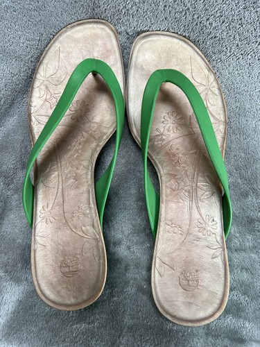 Timberland Women’s Green 9M Jelly Thong Flip Flop Sandals Summer Beach Vacation - Picture 4 of 7