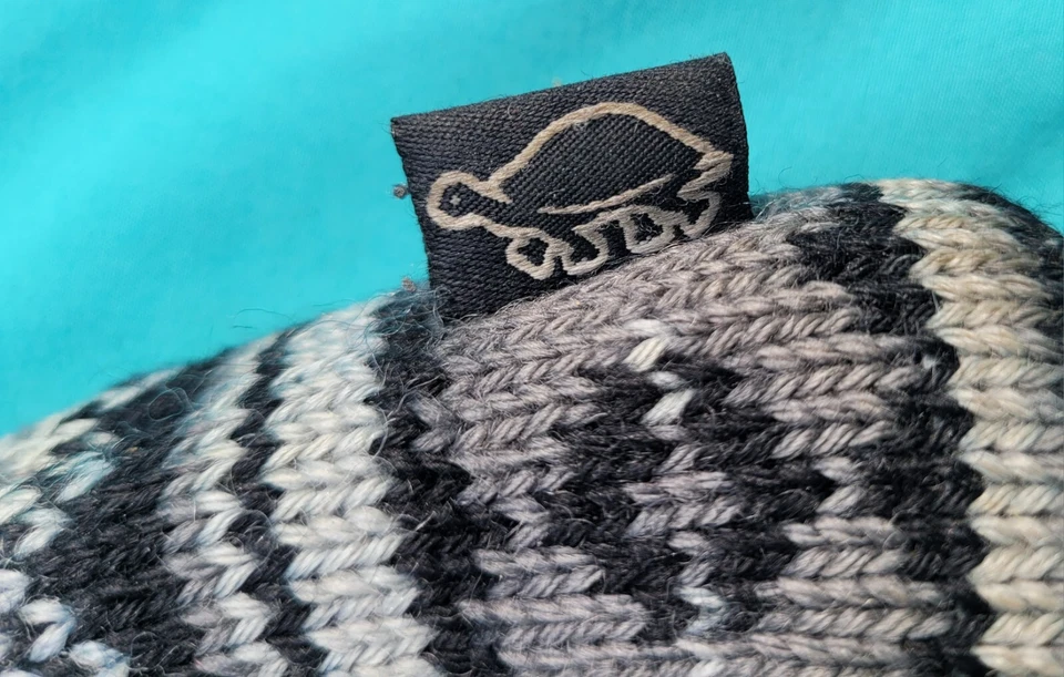 Gorro vintage borla tartaruga criança preto e branco 100% lã trenó de esqui inverno quente - Imagem 2 de 4