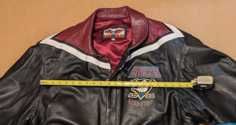 RARE 1993 INAUGURAL ANAHEIM DUCKS ALL-LEATHER JACKET JEFF HAMILTON