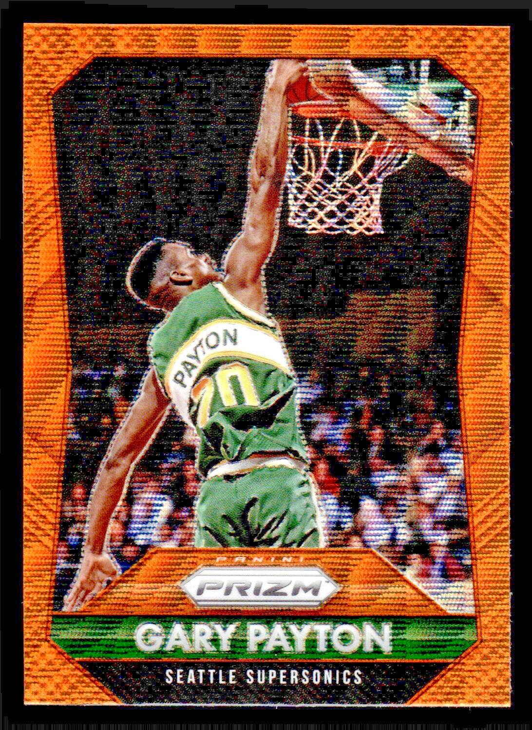 2015-16 Panini Prizm Gary Payton Orange Wave Prizm #285 - Seattle Supersonics
