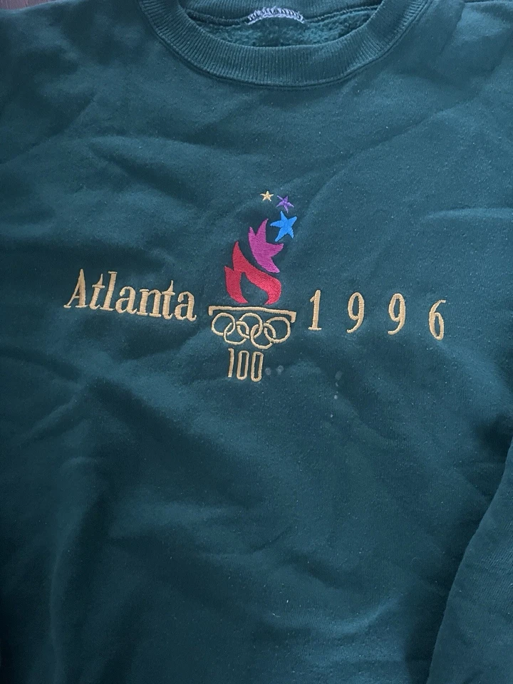 Sudadera Vintage Años 90 Campeón Verde Juegos Olímpicos de Atlanta Cuello Redondo L Foto 2 de 2