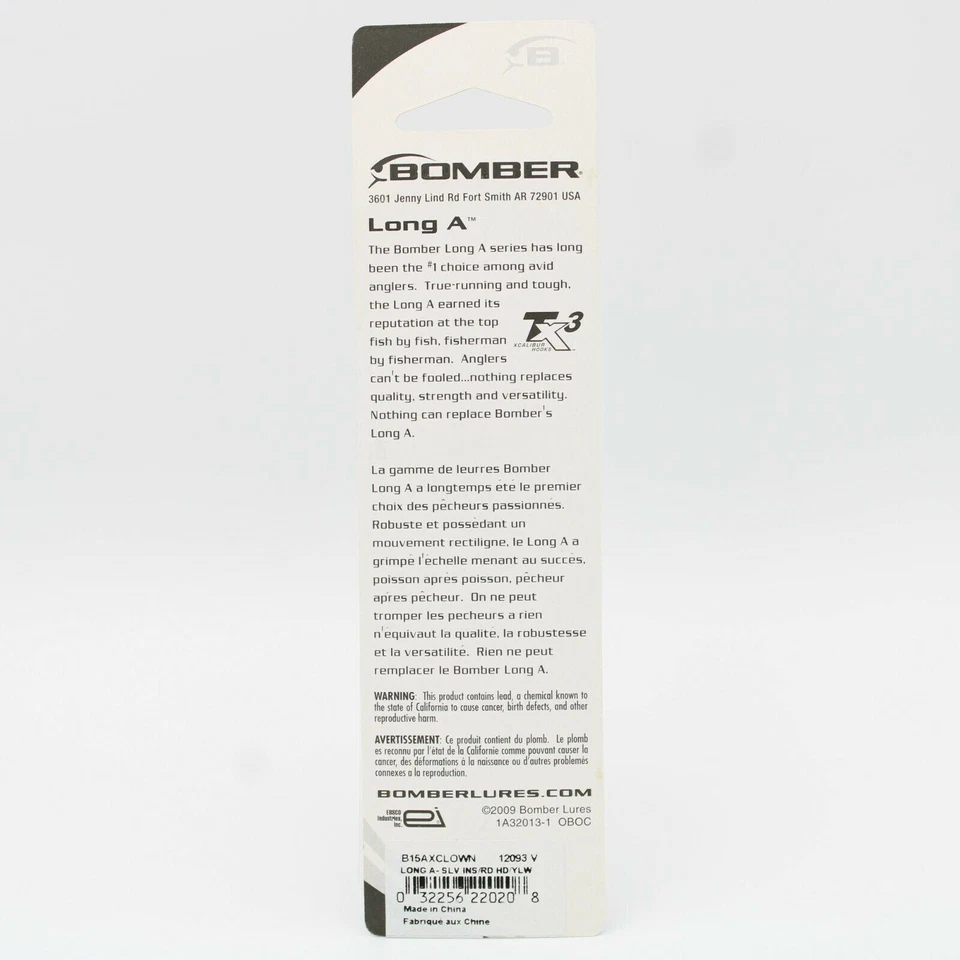 Bomber Model Long A 15A Crankbait B15AXCLOWN Silver Red Yellow Fishing Lure - Image 3 of 4